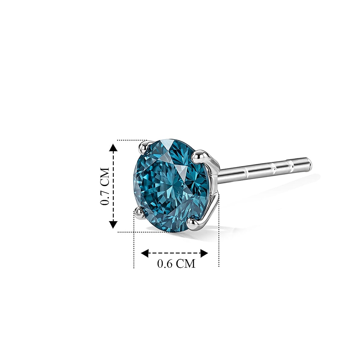 SGL Certified 10K White Gold Luxuriant Lab Grown Blue Diamond (IR) (SI) Solitaire Stud Earrings 2.00 ctw image number 2