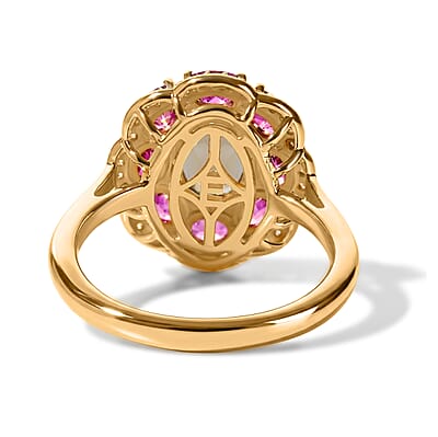EverTrue Autumn Alexite and Multi Gemstone 3.40 ctw Twilight Fire Halo Ring in 18K YG Plated (Size 7.0)
