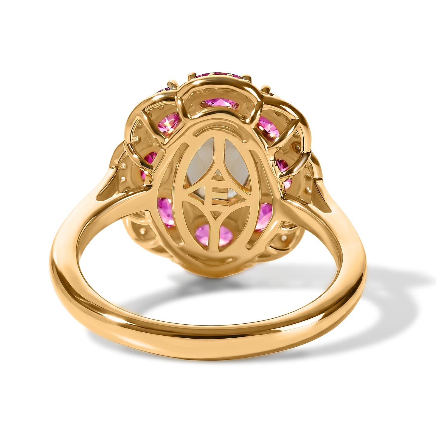EverTrue Autumn Alexite and Multi Gemstone 3.40 ctw Twilight Fire Halo Ring in 18K YG Plated (Size 8.0) (Ships in 5-7 Days)
