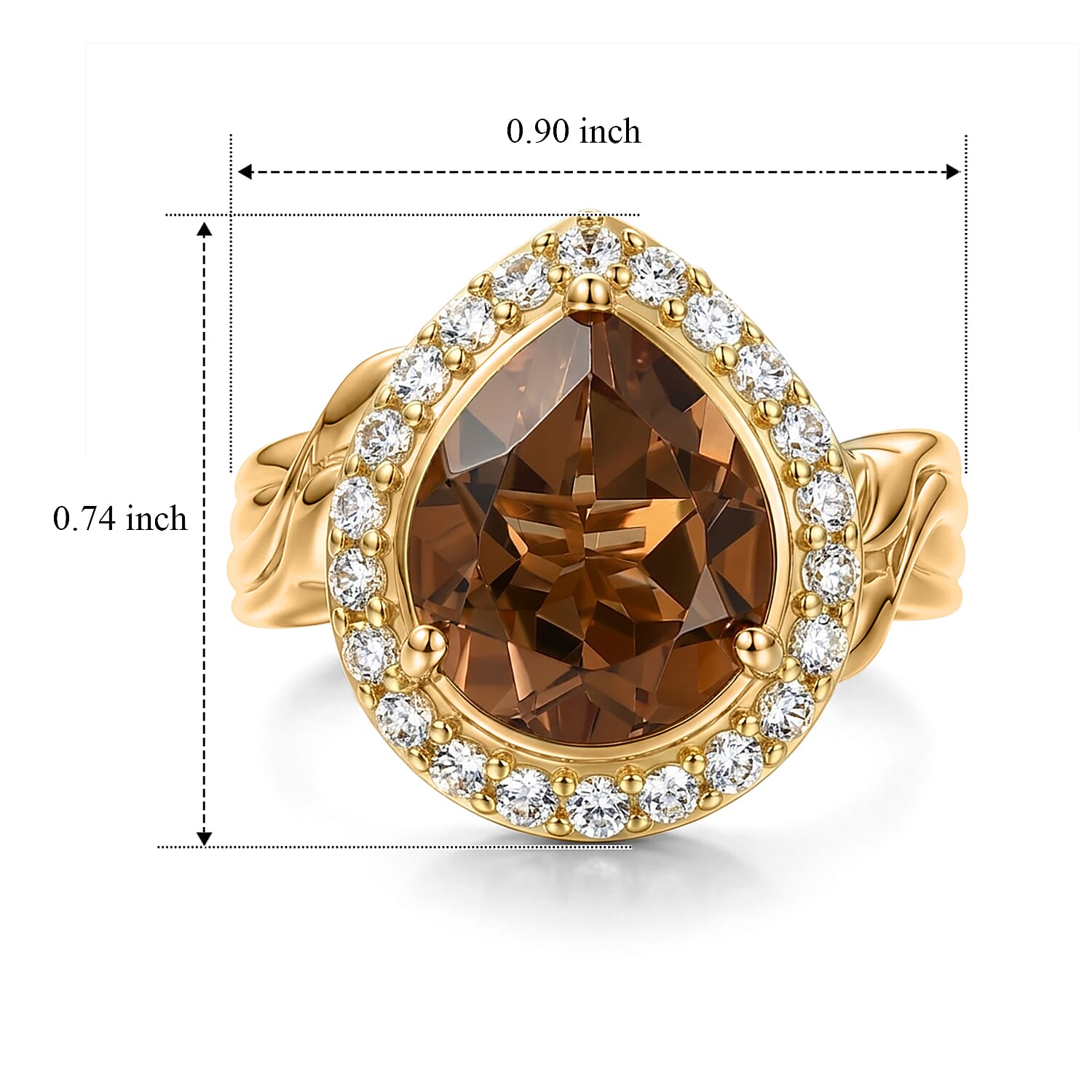 EverTrue Autumn Alexite and White Zircon 5.00 ctw Blazing Teardrop Ring in 18K YG Plated (Size 6.0) (Ships in 5-7 Days)