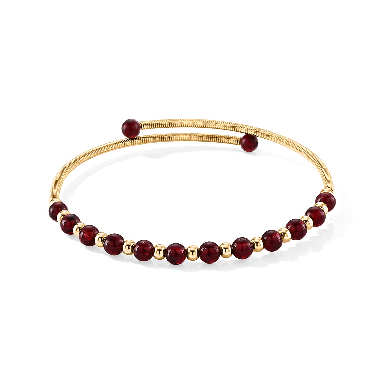 Mozambique Garnet 5.00 ctw Cuff Beaded Bracelet in Goldtone (Adjustable)