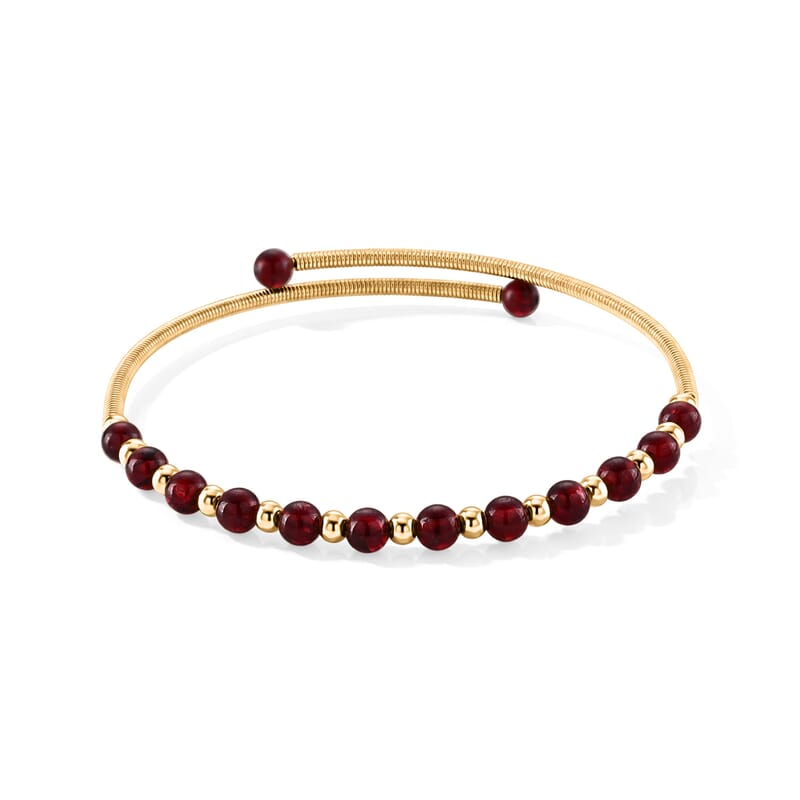 Mozambique Garnet 5.00 ctw Cuff Beaded Bracelet in Goldtone (Adjustable)