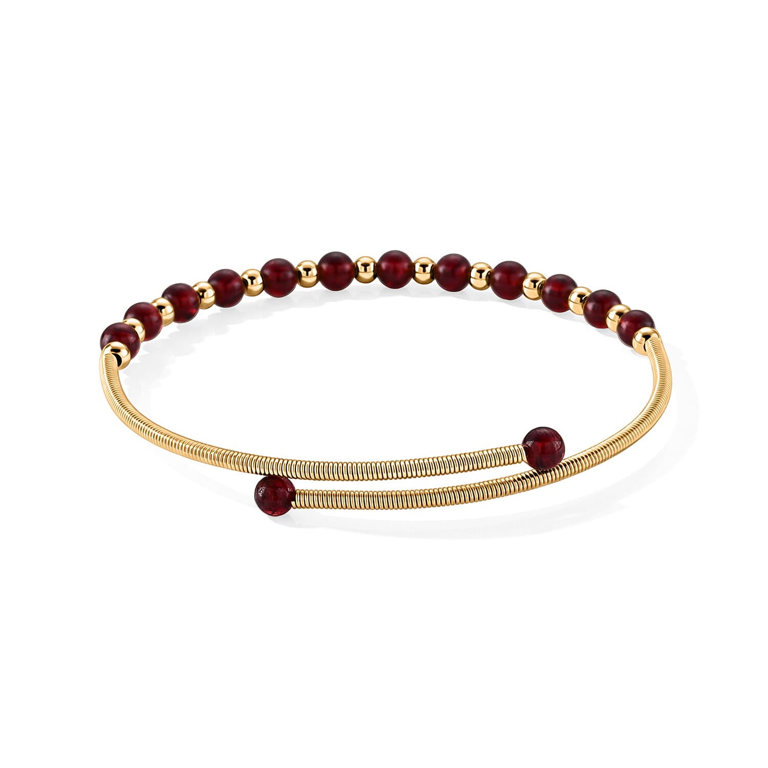 Mozambique Garnet 5.00 ctw Cuff Beaded Bracelet in Goldtone (Adjustable)