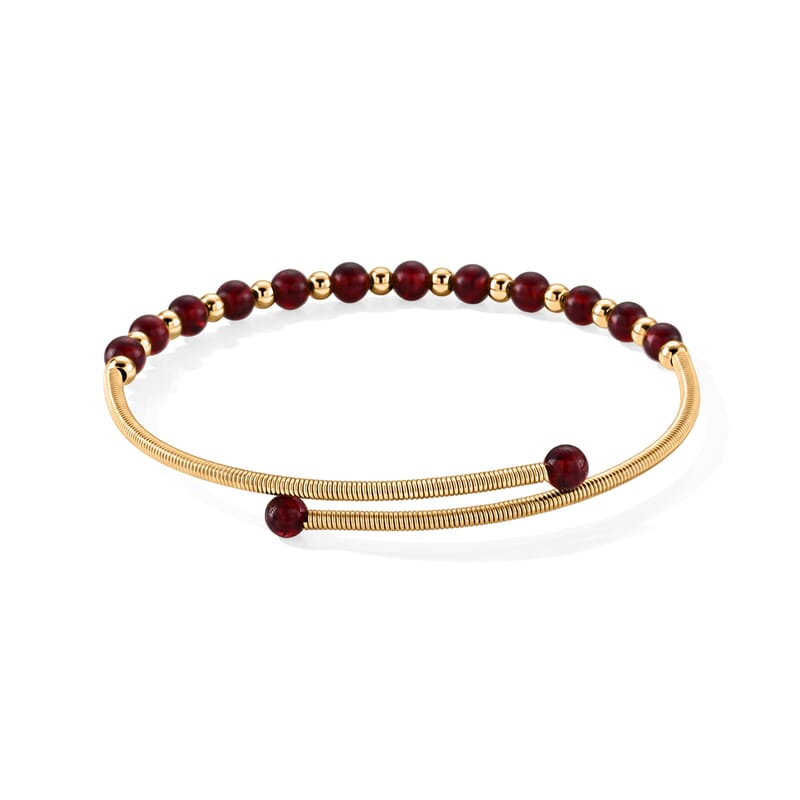 Mozambique Garnet 5.00 ctw Cuff Beaded Bracelet in Goldtone (Adjustable)