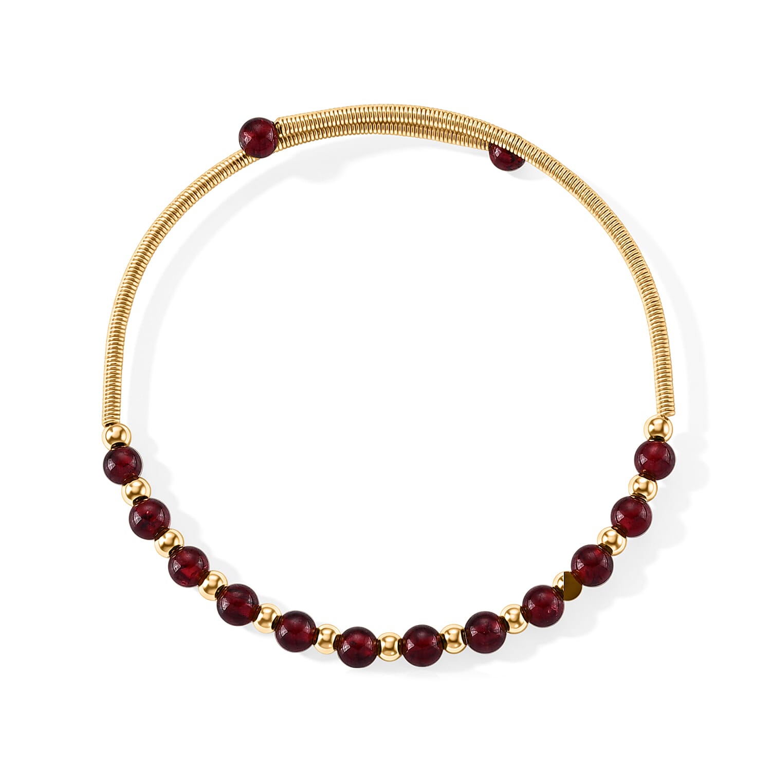 Mozambique Garnet 5.00 ctw Cuff Beaded Bracelet in Goldtone (Adjustable)