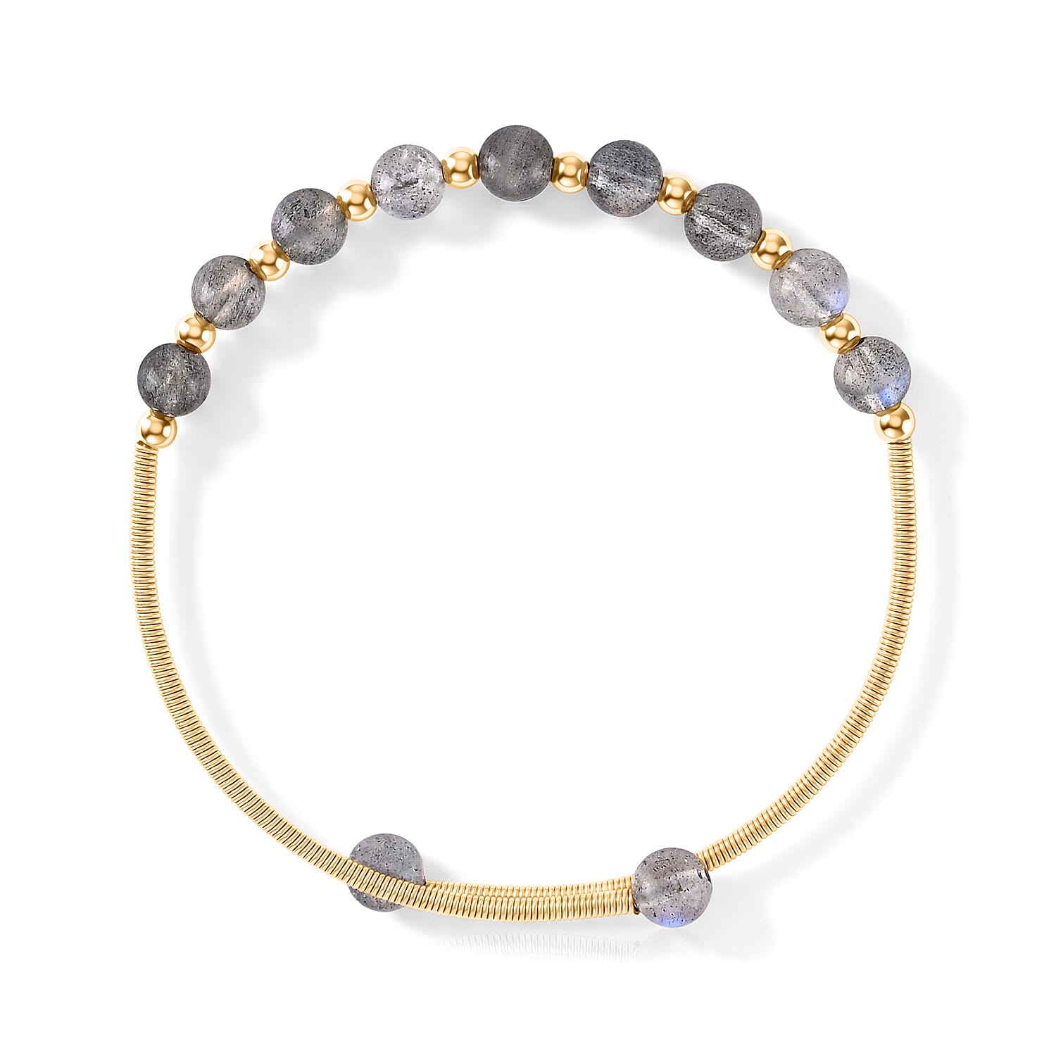 Grey Moonstone 6.00 ctw Cuff Beaded Bracelet in Goldtone (Adjustable)