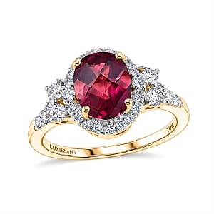 Certified & Appraised AAA Usambara Color Change Garnet and Luxuriant Lab Grown Diamond G-H SI 3.01 ctw Heart Ring in 10K Yellow Gold (Size 9.0)