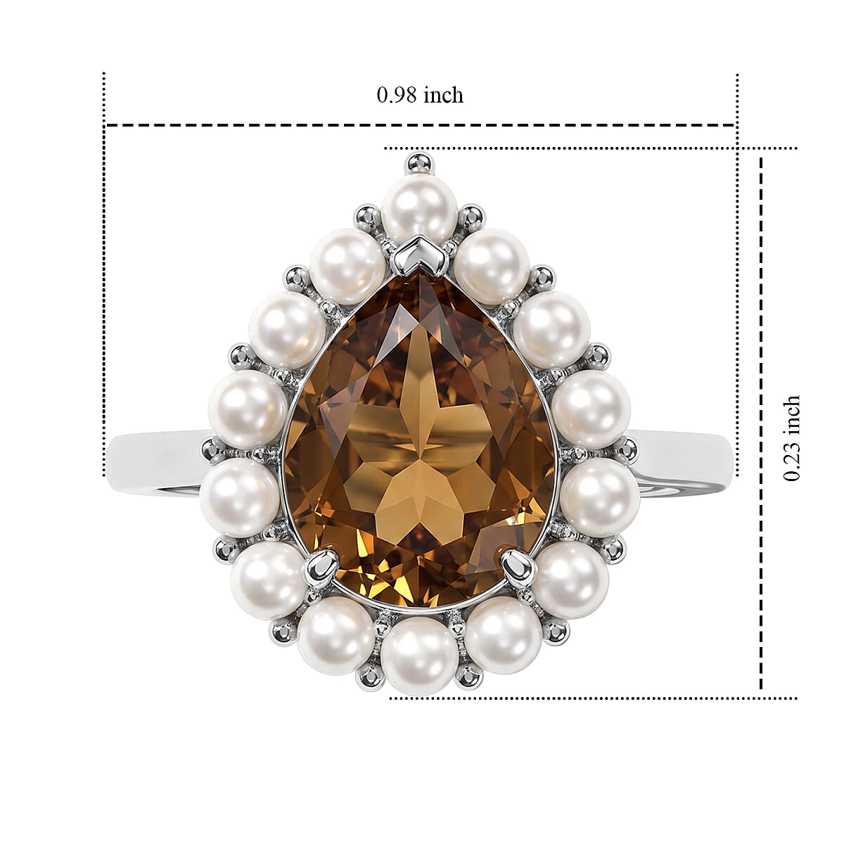 EverTrue Autumn Alexite and Freshwater Pearl 3.15 ctw Fire Bloom Ring in Platinum Bond (Size 6.0) (Ships in 5-7 Days) image number 5
