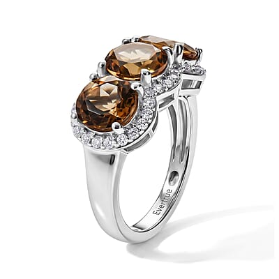 EverTrue Autumn Alexite and White Zircon 4.50 ctw Autumn Royale Trio Ring in Platinum Bond (Size 5.0)