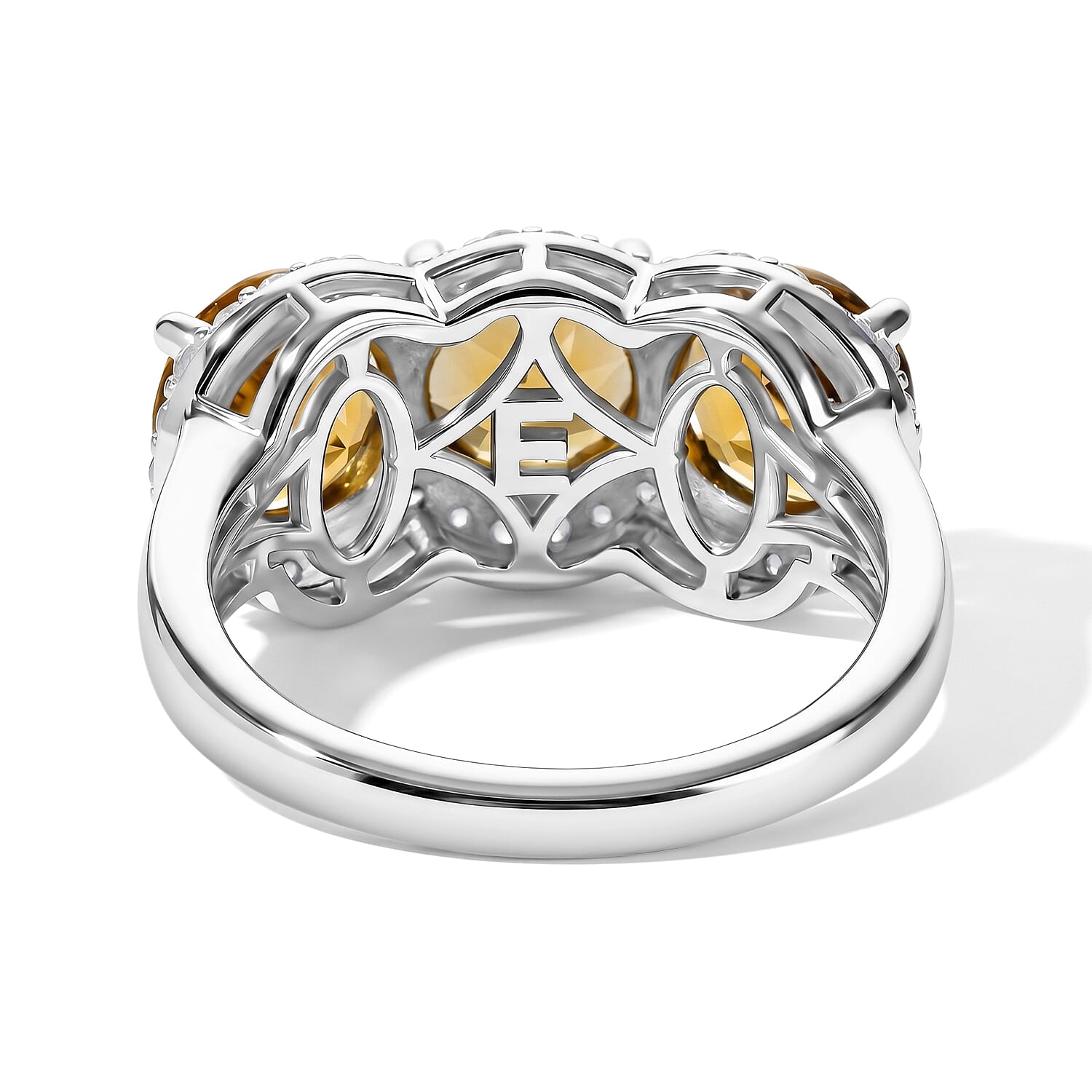 EverTrue Autumn Alexite and White Zircon 4.50 ctw Autumn Royale Trio Ring in Platinum Bond (Size 5.0) (Ships in 5-7 Days)