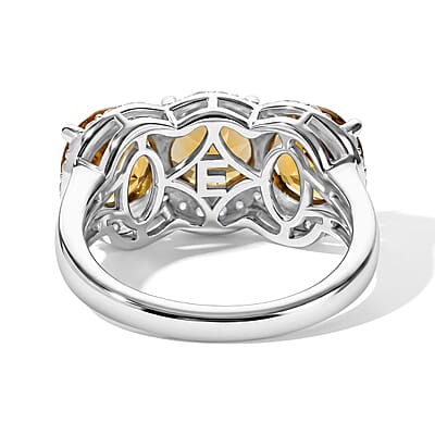 EverTrue Autumn Alexite and White Zircon 4.50 ctw Autumn Royale Trio Ring in Platinum Bond (Size 5.0)