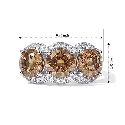 EverTrue Autumn Alexite and White Zircon 4.50 ctw Autumn Royale Trio Ring in Platinum Bond (Size 5.0)