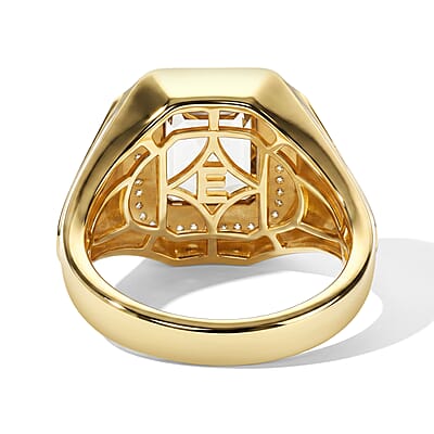 EverTrue Autumn Alexite and White Zircon 3.60 ctw Men's Ring in 18K YG Plated (Size 10.0)