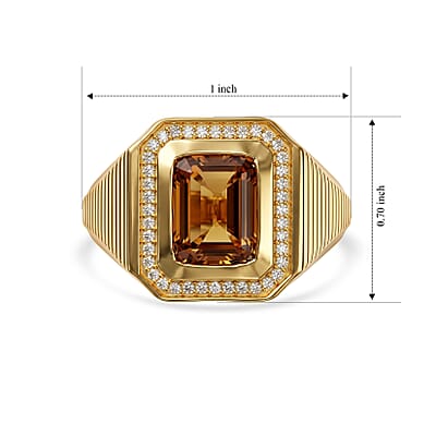 EverTrue Autumn Alexite and White Zircon 3.60 ctw Men's Ring in 18K YG Plated (Size 10.0)