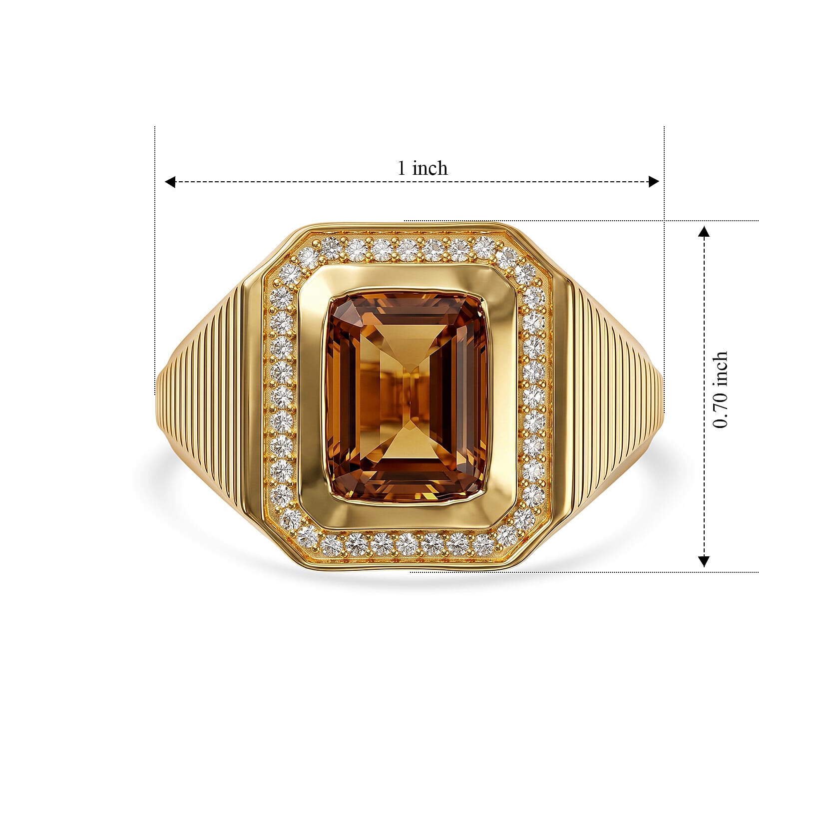 EverTrue Autumn Alexite and White Zircon 3.60 ctw Men's Ring in 18K YG Plated (Size 12.0)