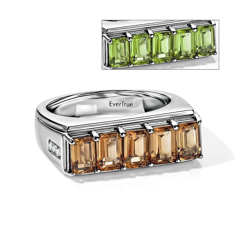 EverTrue Autumn Alexite and Moissanite 2.75 ctw Men's Ring in Platinum Bond (Size 10.0)