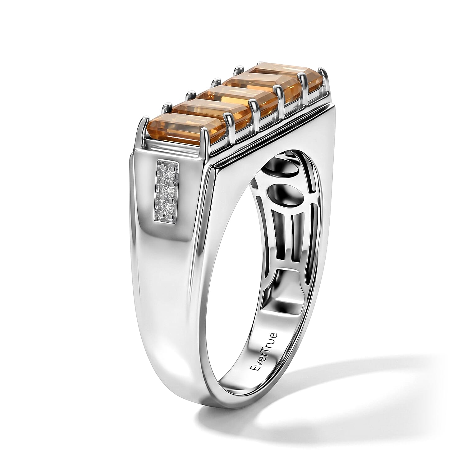 EverTrue Autumn Alexite and Moissanite 2.75 ctw Men's Ring in Platinum Bond (Size 10.0)