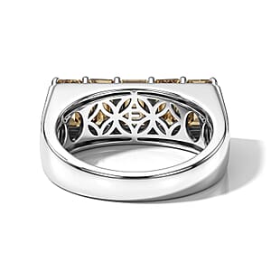 EverTrue Autumn Alexite and Moissanite 2.75 ctw Men's Ring in Platinum Bond (Size 10.0)