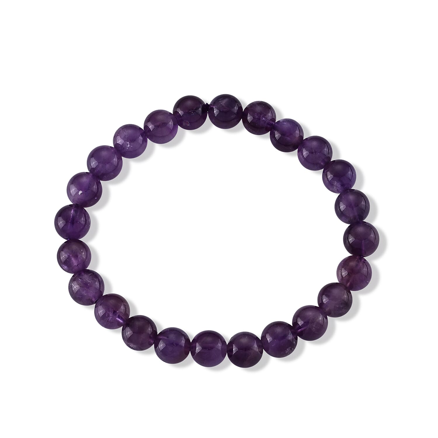 Amethyst 90.00 ctw Beaded Stretch Bracelet in Silvertone