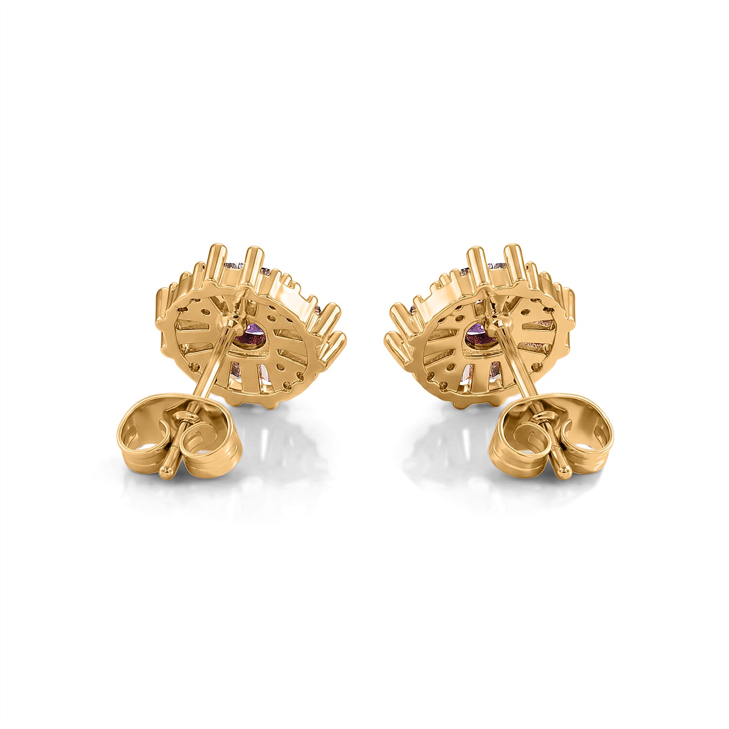 Amethyst and Simulated Diamond 10.00 ctw Earrings in Goldtone