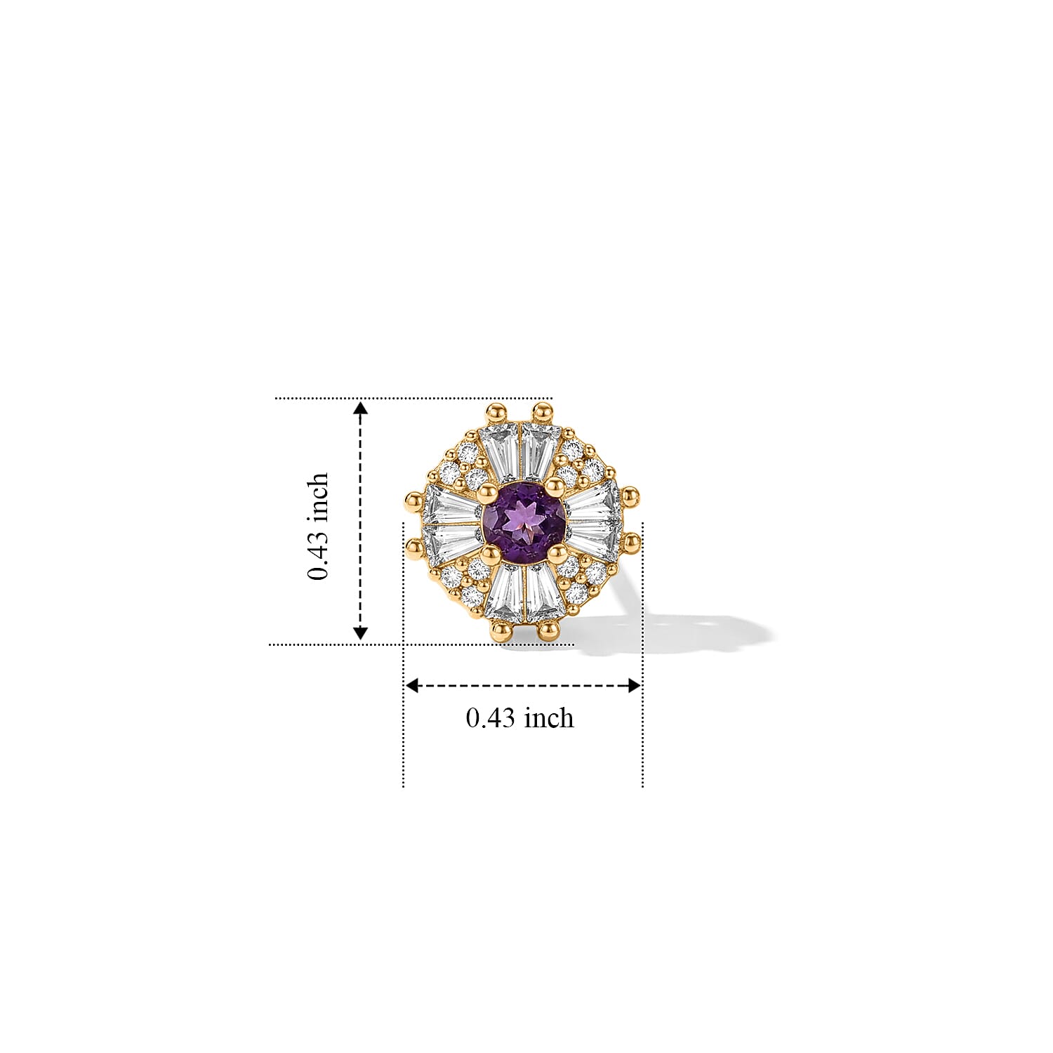 Amethyst and Simulated Diamond 10.00 ctw Earrings in Goldtone