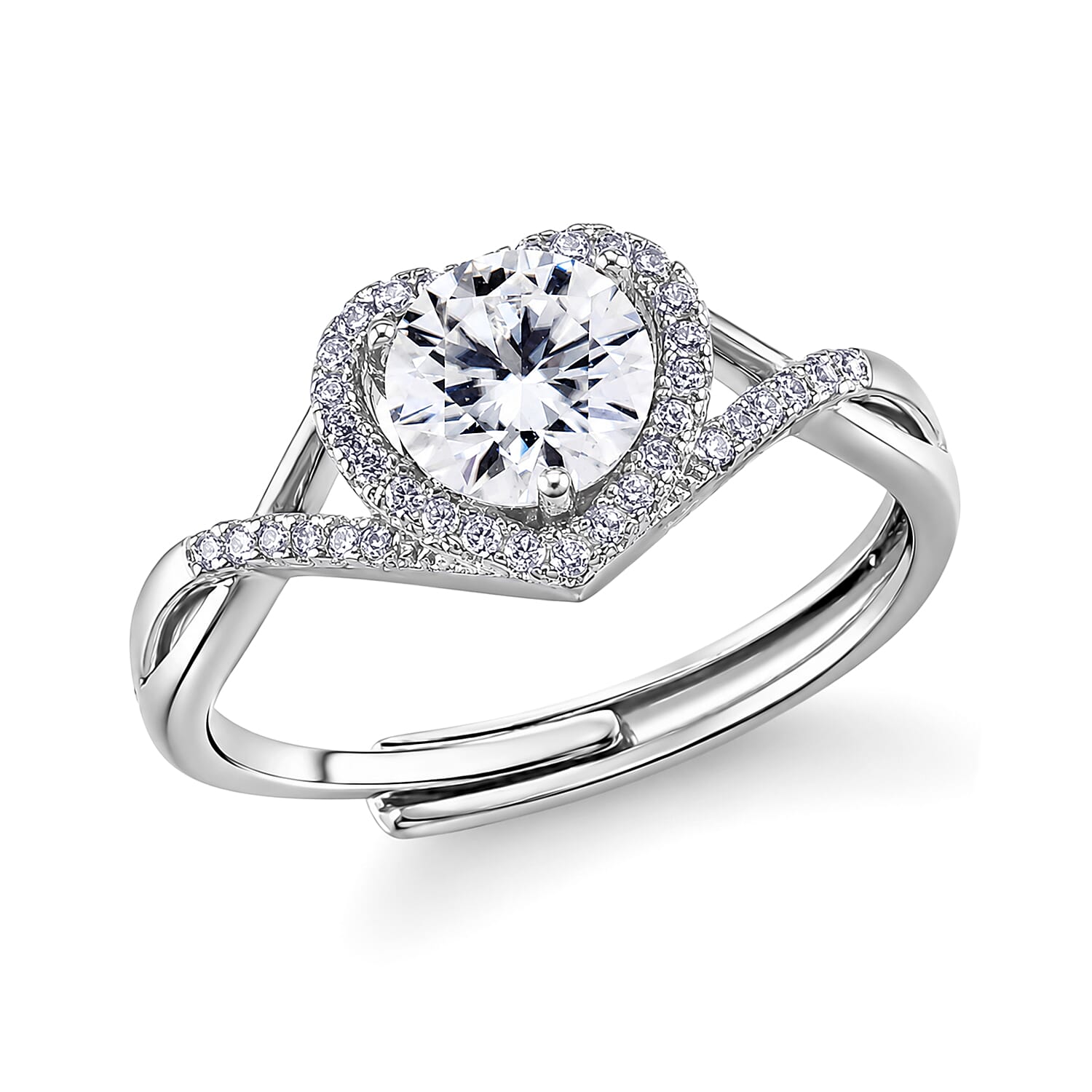 White Moissanite 5.00 ctw Ring in Silvertone (Adjustable)