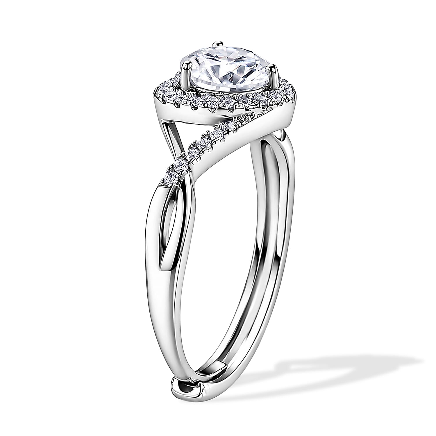 White Moissanite 5.00 ctw Ring in Silvertone (Adjustable)