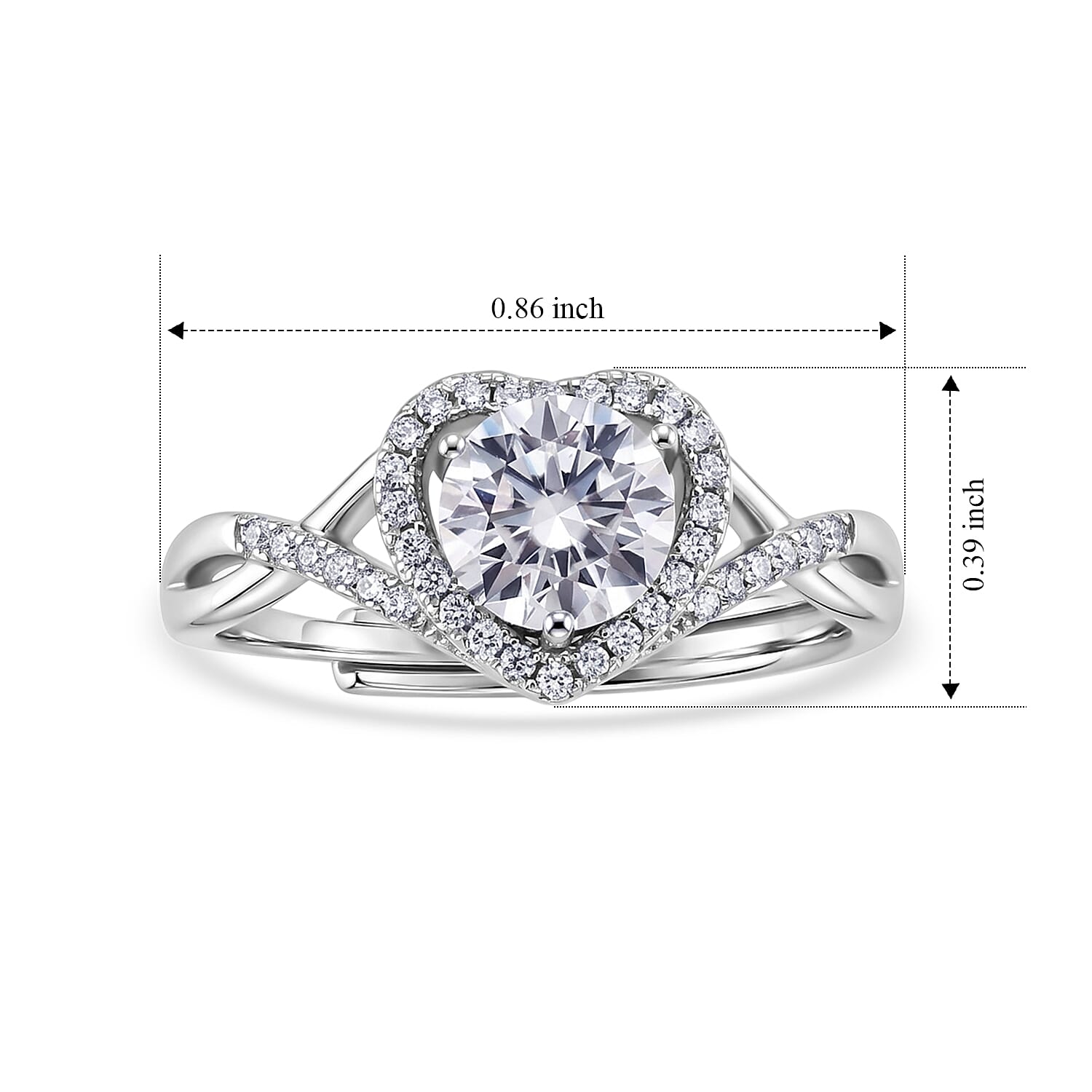 White Moissanite 5.00 ctw Ring in Silvertone (Adjustable)