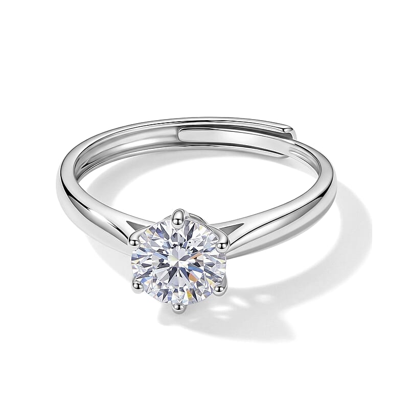White Moissanite 3.00 ctw Ring in Silvertone (Adjustable)