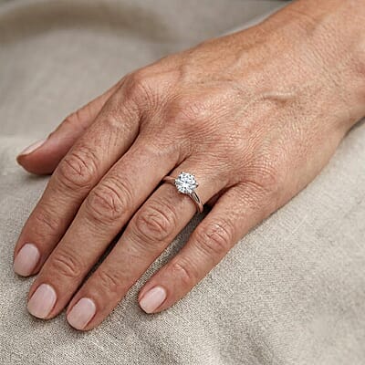 White Moissanite 3.00 ctw Ring in Silvertone (Adjustable)