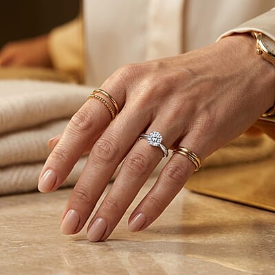 White Moissanite 3.00 ctw Ring in Silvertone (Adjustable)