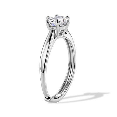 White Moissanite 3.00 ctw Ring in Silvertone (Adjustable)