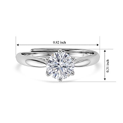 White Moissanite 3.00 ctw Ring in Silvertone (Adjustable)