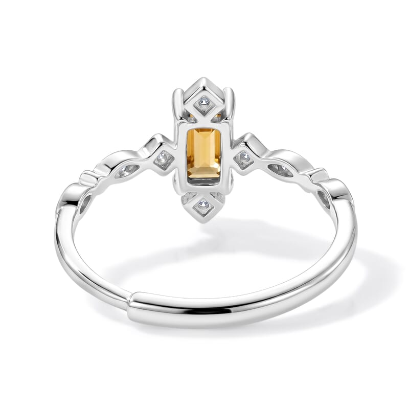 Citrine and Simulated Diamond 2.20 ctw Ring in Silvertone (Adjustable)