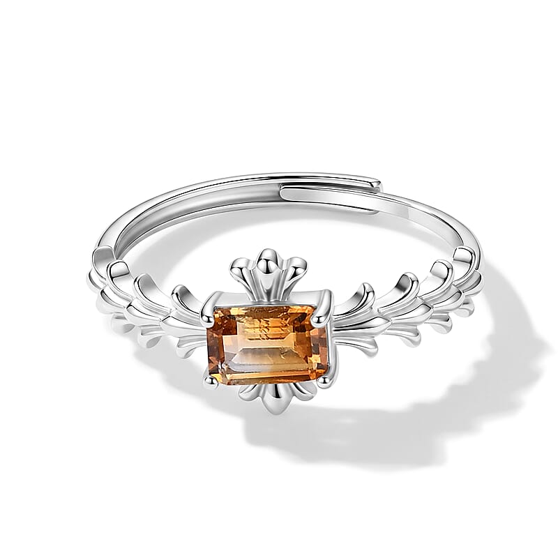 Citrine 2.00 ctw Ring in Silvertone (Adjustable)
