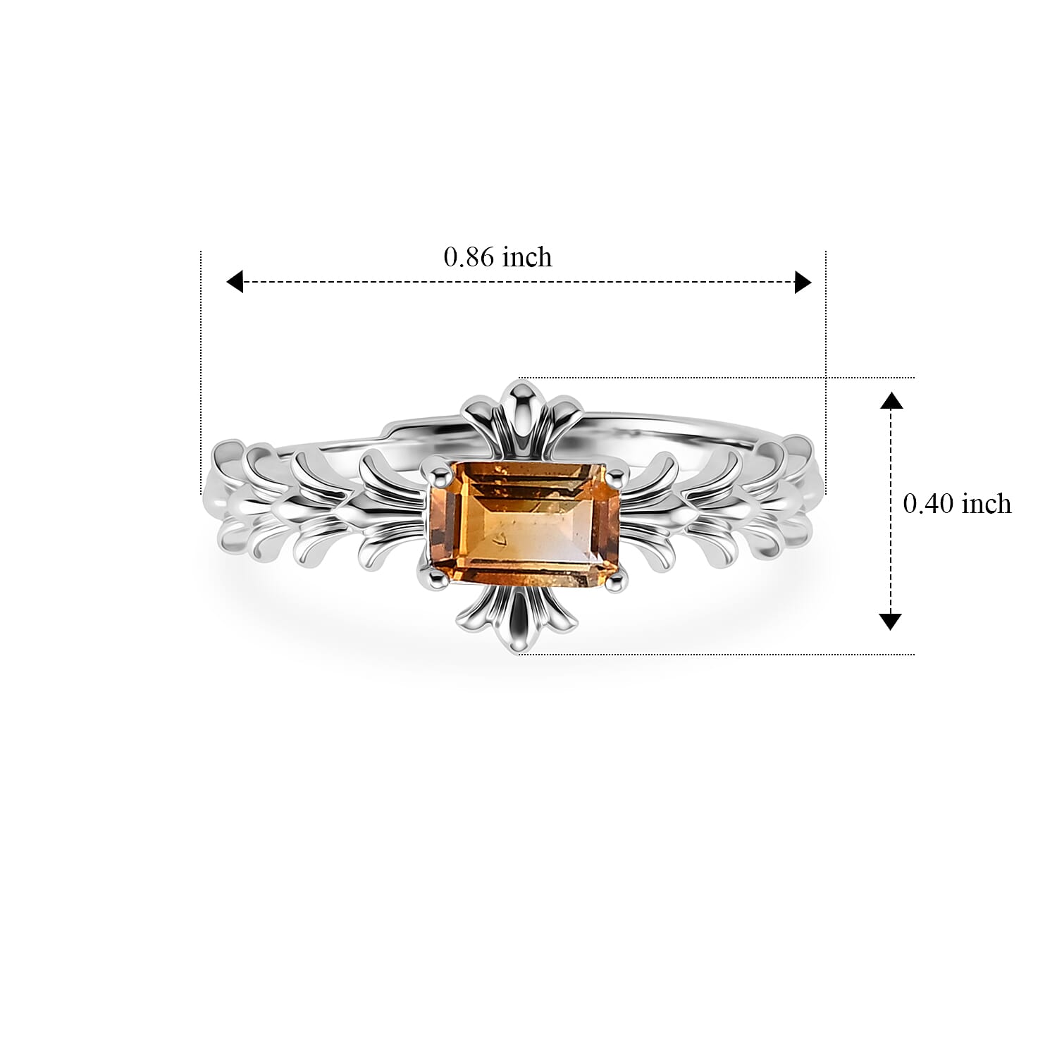 Citrine 2.00 ctw Ring in Silvertone (Adjustable)
