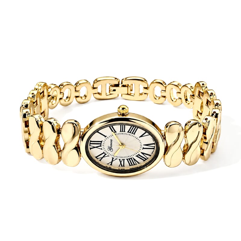 Deal of the Day Genoa PC21S Japan Movement Watch with ION Plated YG Stainless Steel Strap