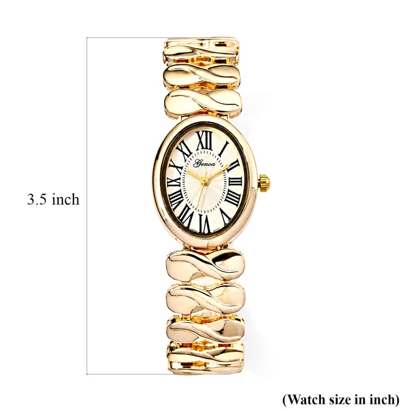 Deal of the Day Genoa PC21S Japan Movement Watch with ION Plated YG Stainless Steel Strap