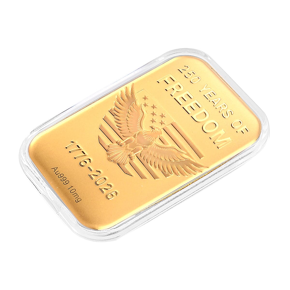 24K Gold American Eagle &ndash; 250 Years of Freedom Embossed Sheet (31x45.5mm) 10mg (Custom Light Display Box Free with Purchase) image number 2
