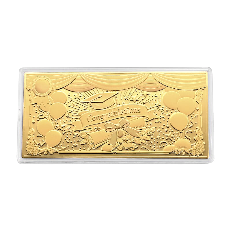 24K Gold Graduation Collectible - Congratulations Embossed Sheet (15.5x7.5cm) 100mg