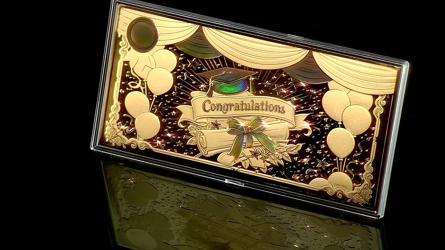 24K Gold Graduation Collectible - Congratulations Embossed Sheet (15.5x7.5cm) 100mg