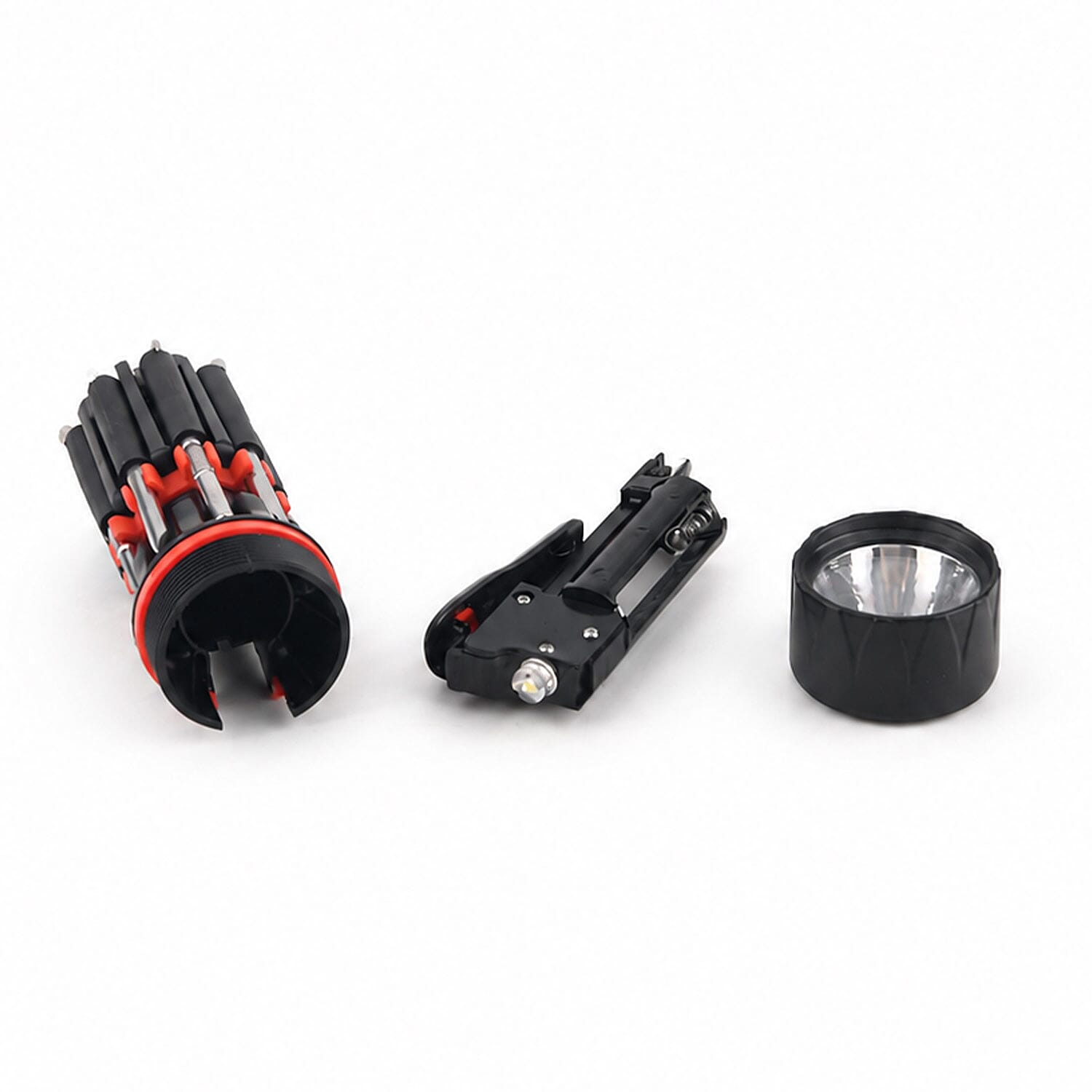 Black 8 in 1 Multifunctional Portable Screwdriver with LED Torch (3AAA Batterie Not Included)