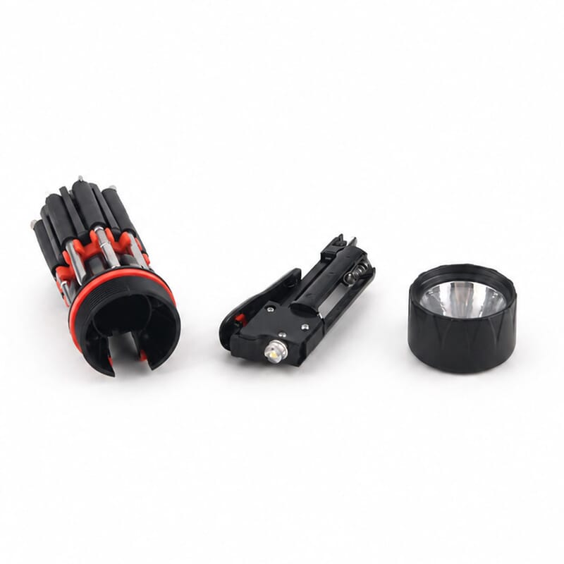 Black 8 in 1 Multifunctional Portable Screwdriver with LED Torch (3AAA Batterie Not Included)