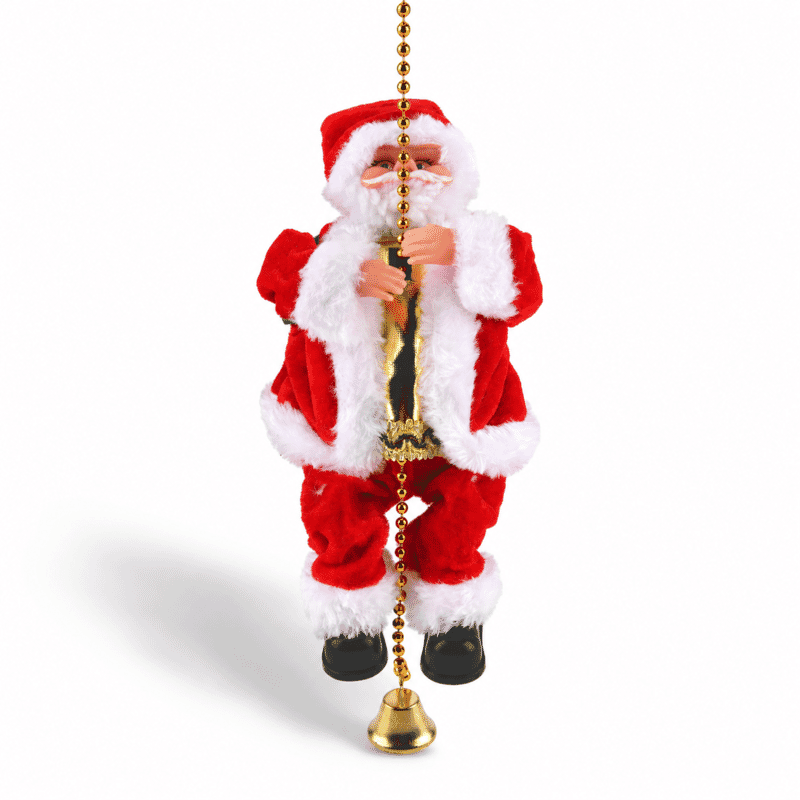 Livmore Red Musical Climbing Santa Toy with Light Up Head (3xAA Battery Not Included)