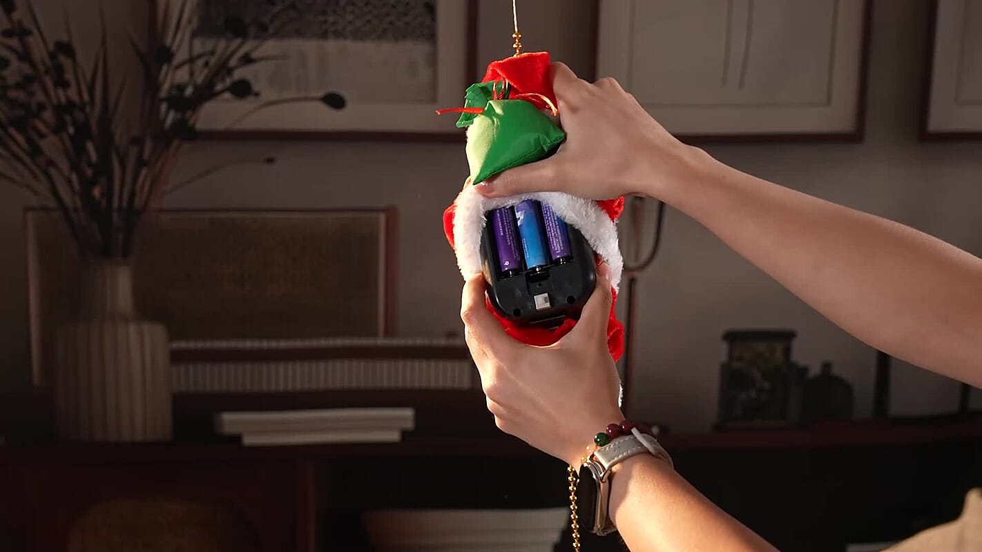 Livmore Red Musical Climbing Santa Toy with Light Up Head (3xAA Battery Not Included)