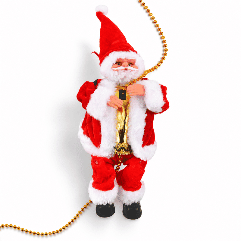 Livmore Red Musical Climbing Santa Toy with Light Up Head (3xAA Battery Not Included)