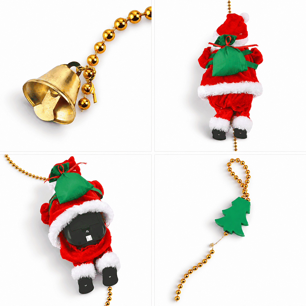 Livmore Red Musical Climbing Santa Toy with Light Up Head (3xAA Battery Not Included)