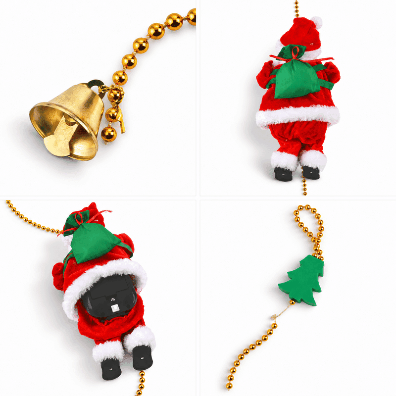 Livmore Red Musical Climbing Santa Toy with Light Up Head (3xAA Battery Not Included)