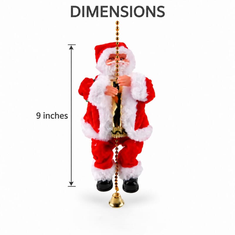 Livmore Red Musical Climbing Santa Toy with Light Up Head (3xAA Battery Not Included)