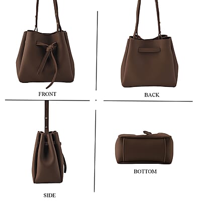 Coffee Genuine Leather Bag and Set of Phone Bag